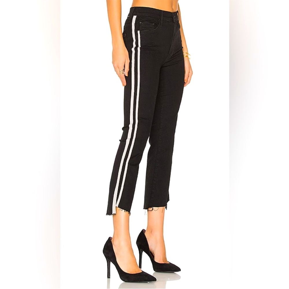 MOTHER The Insider High-Rise Crop Step Fray Guilty Racer Stripe Jeans Size 26